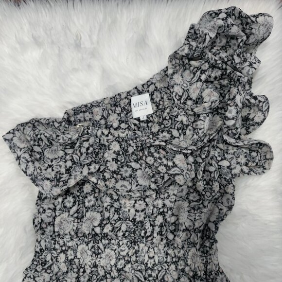 Misa Los Angeles Josephine Floral One-Shoulder Ruffle Mini Dress Size Small - Picture 4 of 14